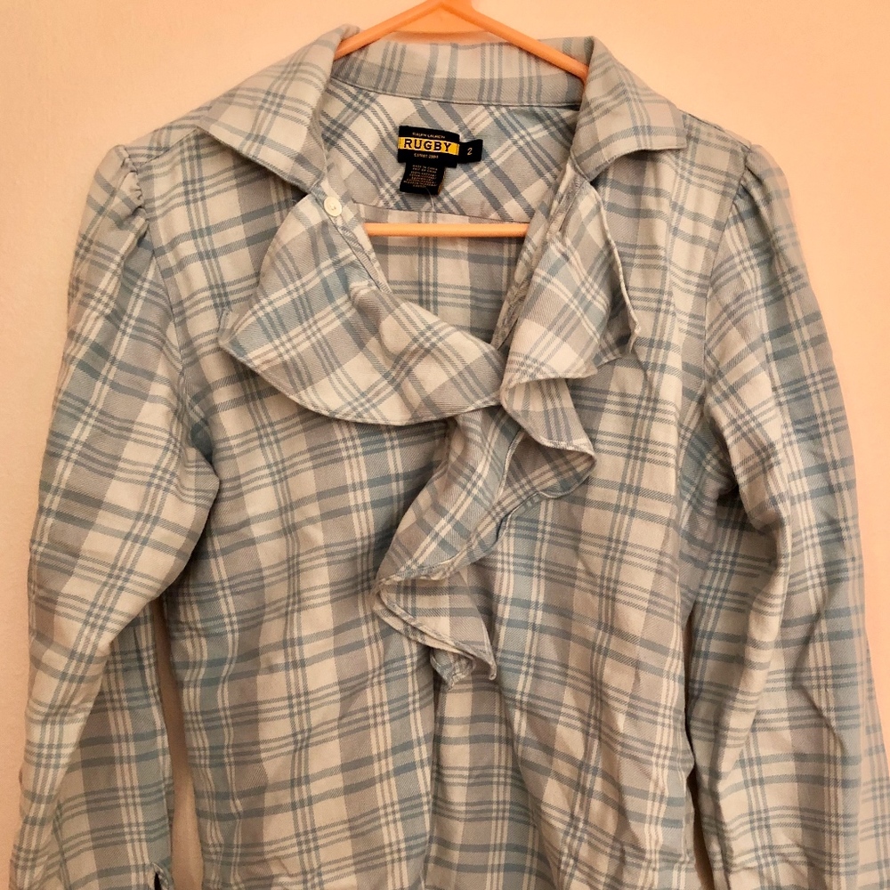 Ralph Lauren Rugby ruffled flannel shirt sz 2